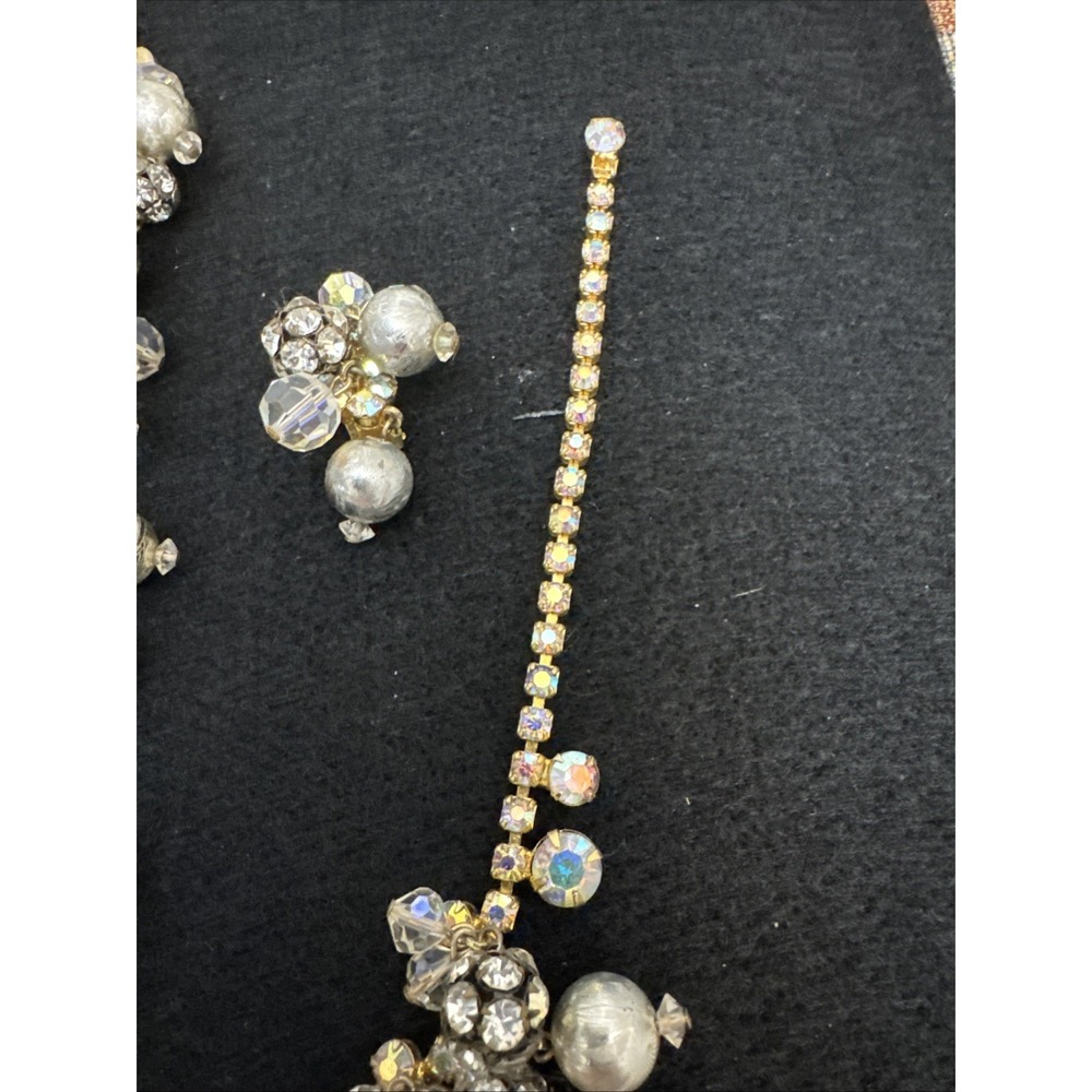 Decadent Juliana D&E Faux Pearl Iridescent Rhinestone 3 Piece Parure Set AB Rare - Picture 4 of 16